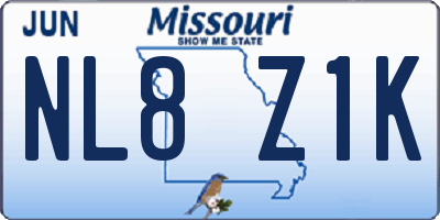 MO license plate NL8Z1K
