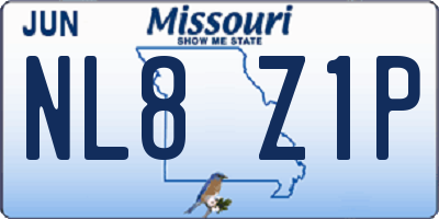 MO license plate NL8Z1P