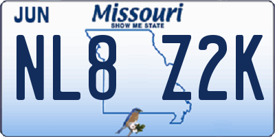 MO license plate NL8Z2K