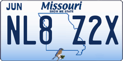 MO license plate NL8Z2X