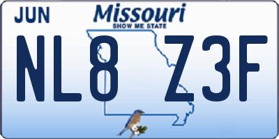 MO license plate NL8Z3F