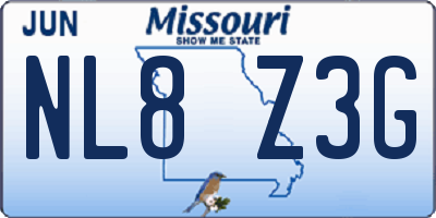 MO license plate NL8Z3G