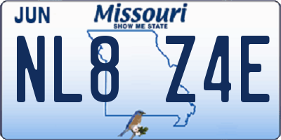 MO license plate NL8Z4E
