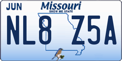 MO license plate NL8Z5A