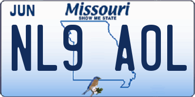 MO license plate NL9A0L