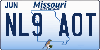 MO license plate NL9A0T