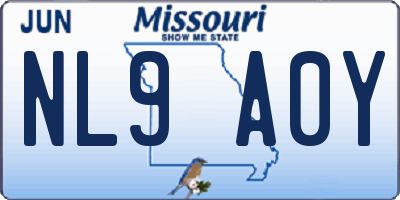 MO license plate NL9A0Y