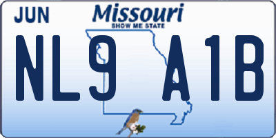 MO license plate NL9A1B