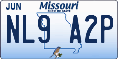 MO license plate NL9A2P
