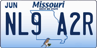 MO license plate NL9A2R