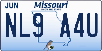 MO license plate NL9A4U