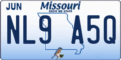 MO license plate NL9A5Q