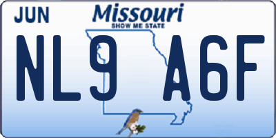 MO license plate NL9A6F