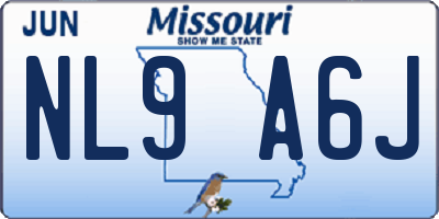 MO license plate NL9A6J