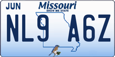 MO license plate NL9A6Z