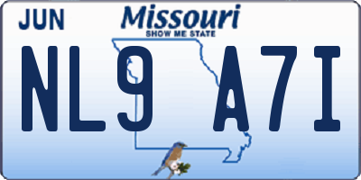 MO license plate NL9A7I