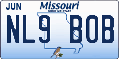 MO license plate NL9B0B
