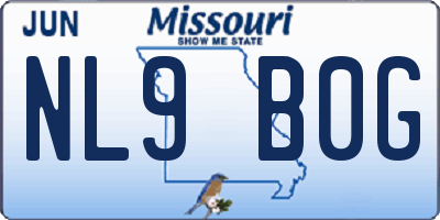 MO license plate NL9B0G