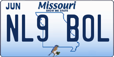MO license plate NL9B0L