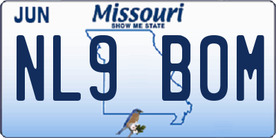 MO license plate NL9B0M