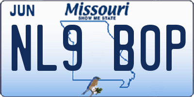 MO license plate NL9B0P