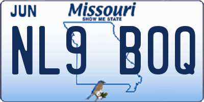 MO license plate NL9B0Q