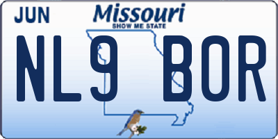 MO license plate NL9B0R