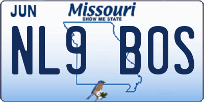 MO license plate NL9B0S