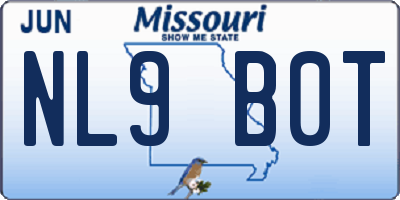 MO license plate NL9B0T