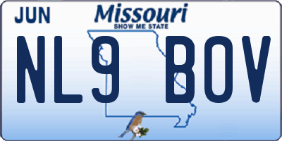 MO license plate NL9B0V