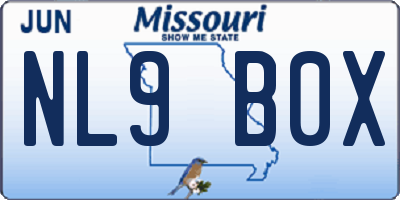 MO license plate NL9B0X