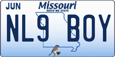 MO license plate NL9B0Y