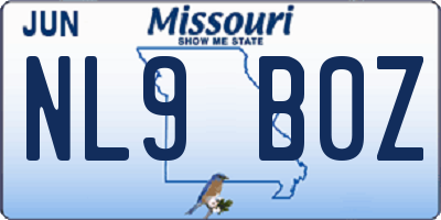 MO license plate NL9B0Z