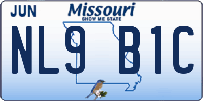 MO license plate NL9B1C