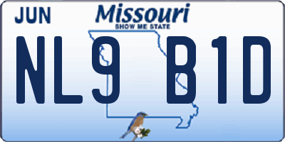 MO license plate NL9B1D