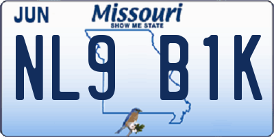 MO license plate NL9B1K