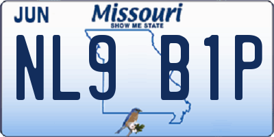 MO license plate NL9B1P