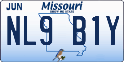 MO license plate NL9B1Y