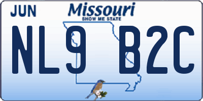 MO license plate NL9B2C