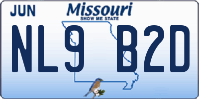 MO license plate NL9B2D