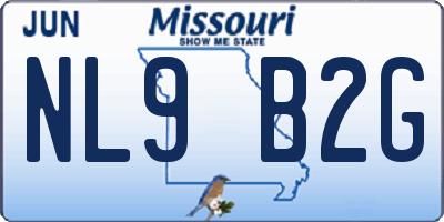 MO license plate NL9B2G