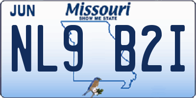 MO license plate NL9B2I