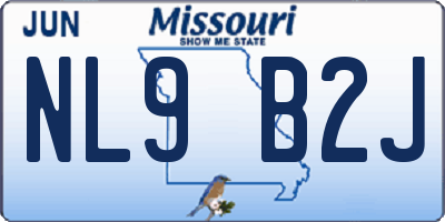 MO license plate NL9B2J