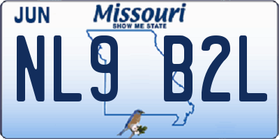 MO license plate NL9B2L