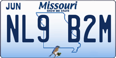MO license plate NL9B2M