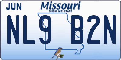 MO license plate NL9B2N
