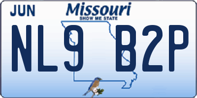MO license plate NL9B2P