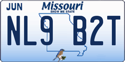 MO license plate NL9B2T
