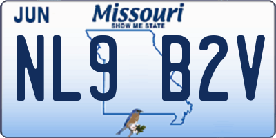 MO license plate NL9B2V