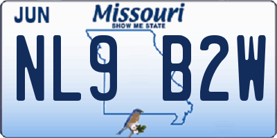 MO license plate NL9B2W